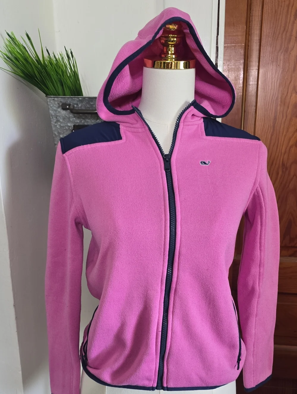 Vineyard Vines Girls Pink Fleece Zip-Up Jacket Hoodie
